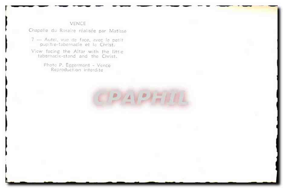 CPM Vence Chapelle du Rosaire realisee par Matisse — Rückseite