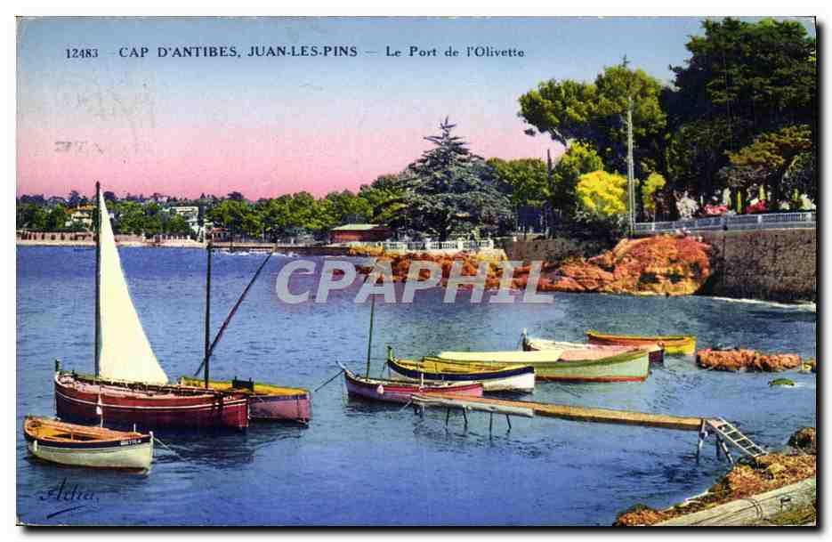 CPA Cap D Antibes Juan les Pins Le Port de l Olivette Bateaux