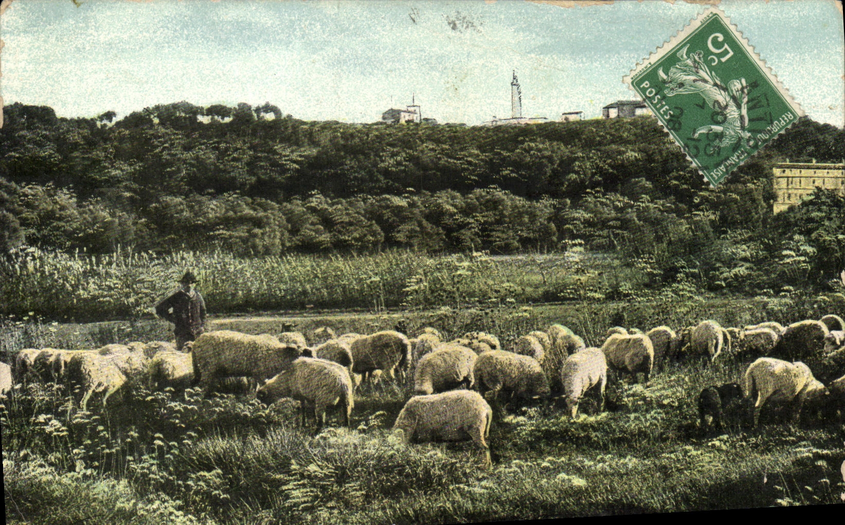 Paysage pastoral avec berger et troupeau — éditeur L.Y.&Cie, n°06
