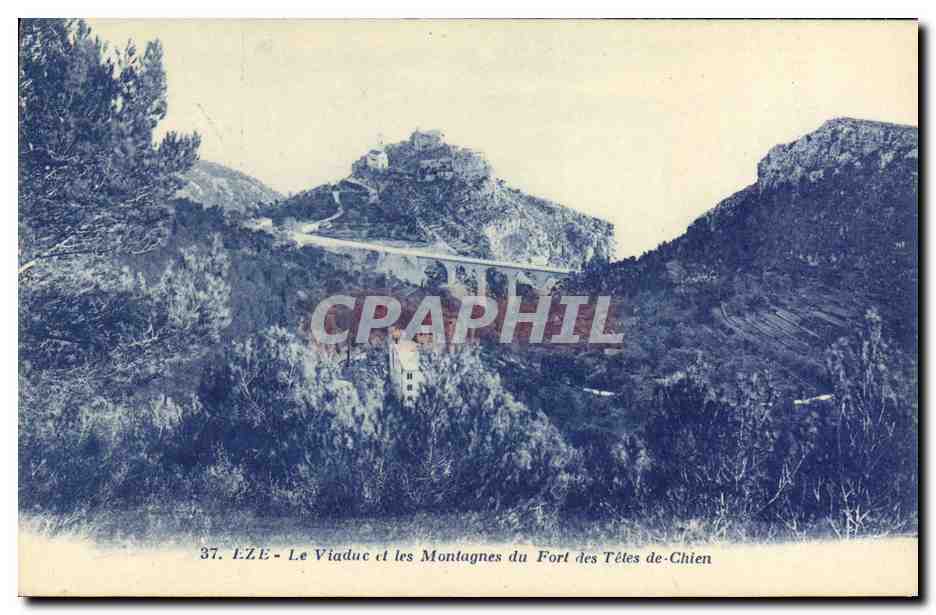 CPA Eze Le Viaduc et les Montagnes du Fort des Tetes de Chien