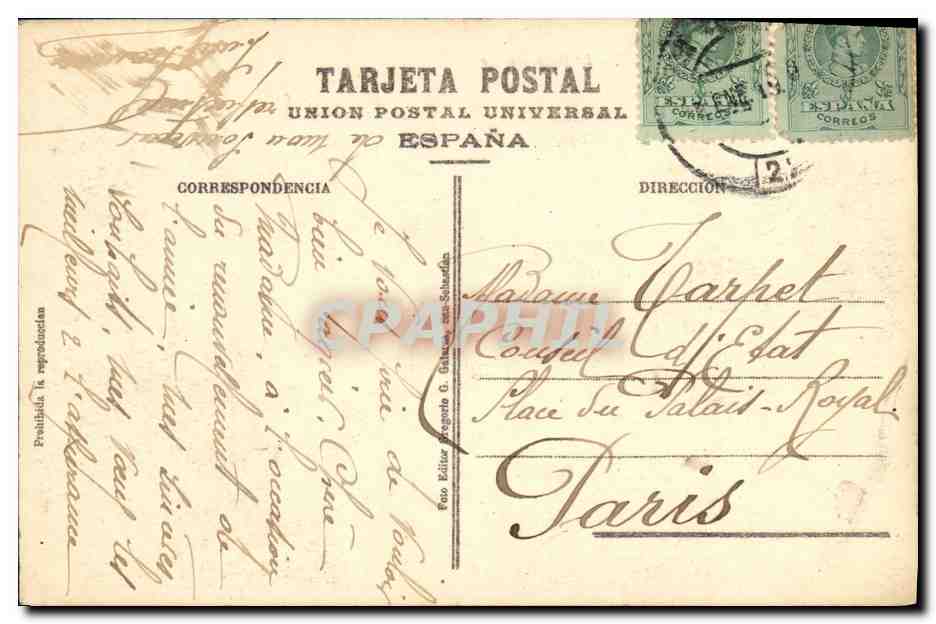CPA San Sebastian El Gran Casino — Rückseite