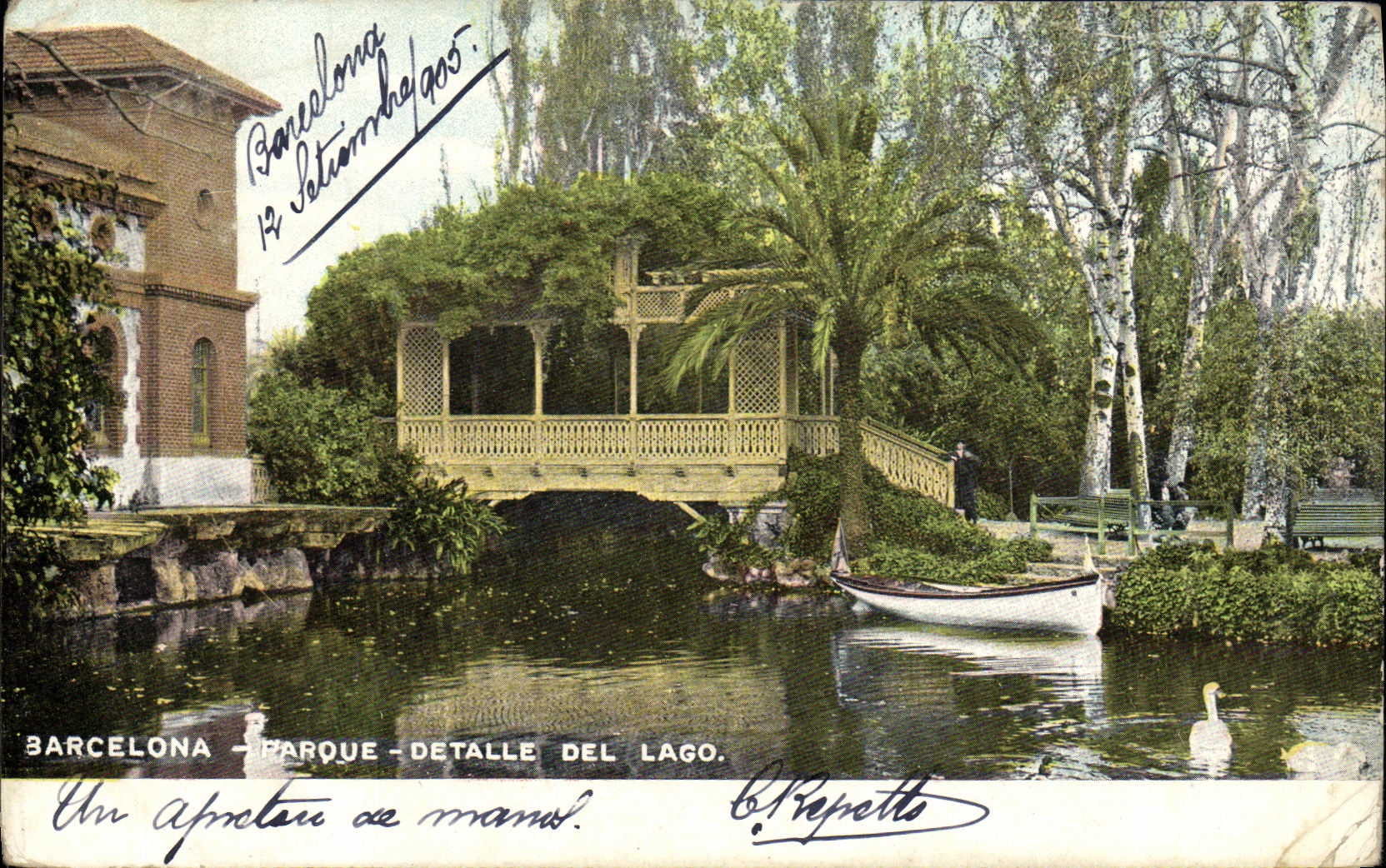 CPA Barcelona Parque Detalle de Lago