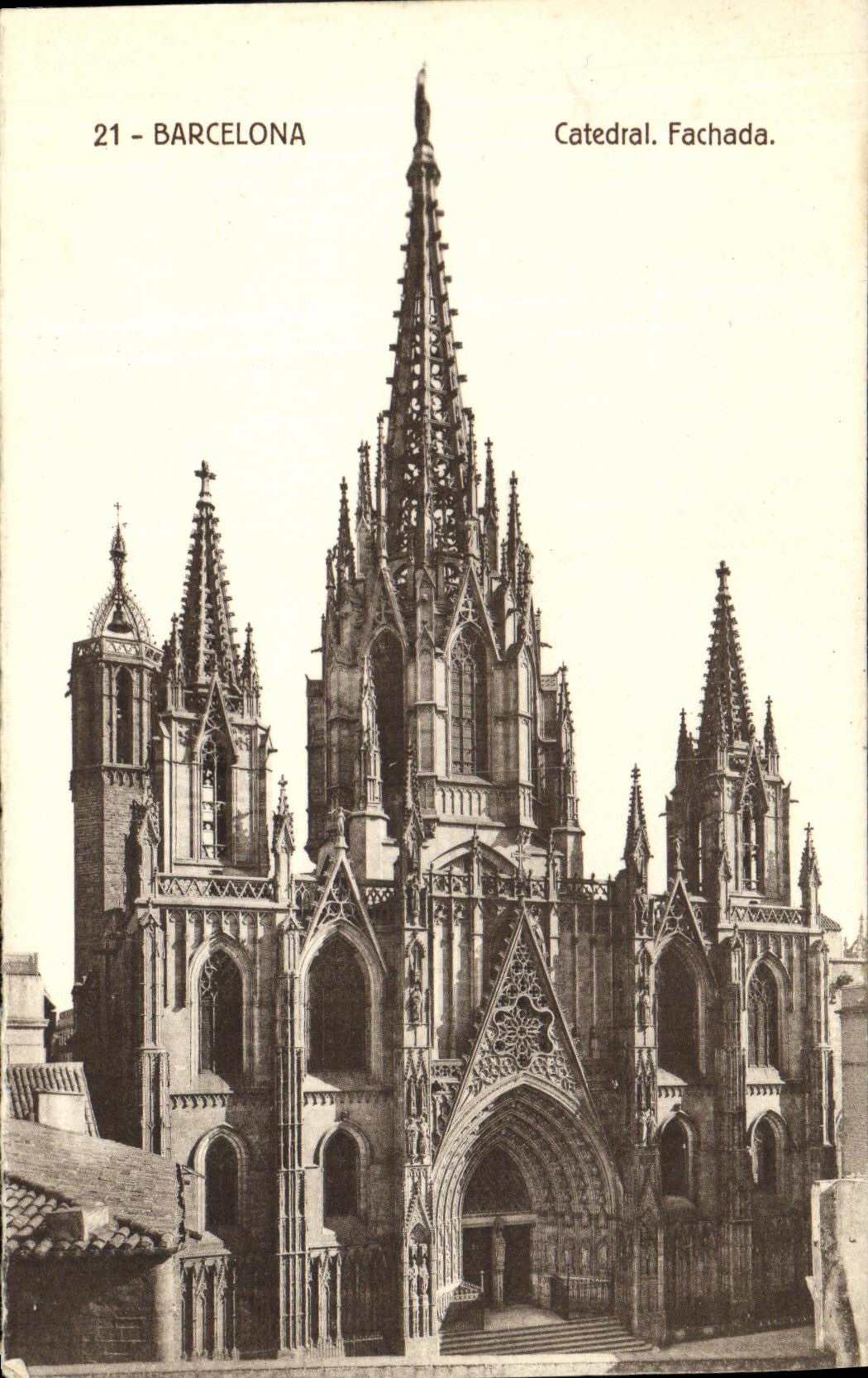 Barcelone — Cathédrale, façade — Tarjetas Postales Barcelona