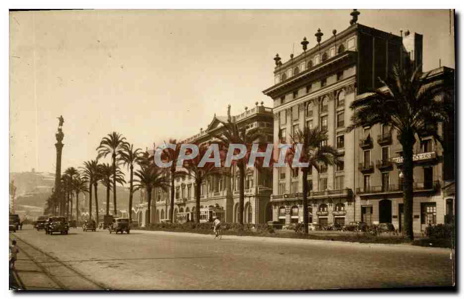 CPA Barcelona Paseo de Colon Promenade de Cristophe Colomb