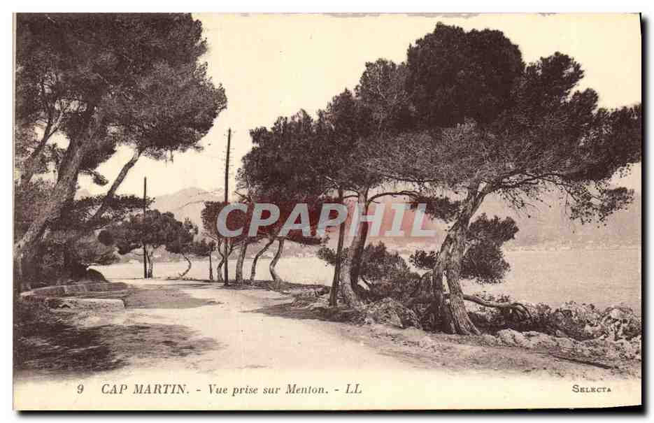 CPA Cap Martin Vue prise sur Menton