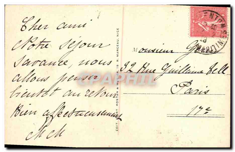 La Turbie (A.M.) — Le Funiculaire RM — Éditeur Rostan & Minier, n° 857 — Reverso