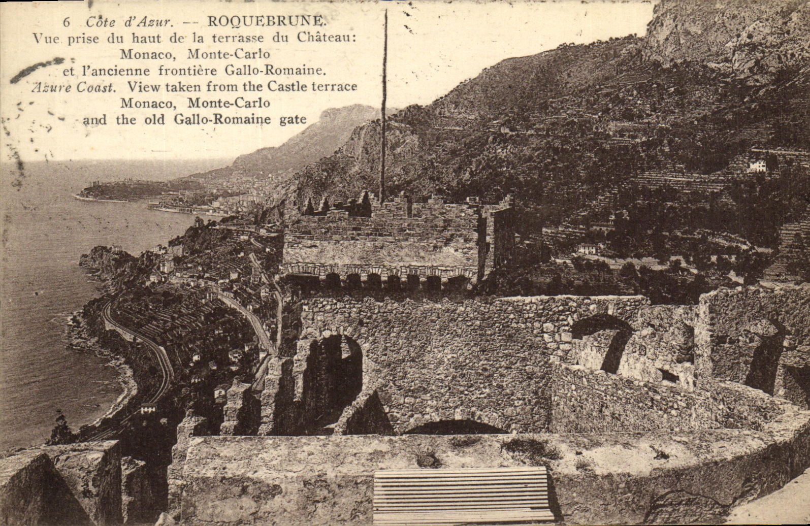 CPA Cote d Azur Roquebrune Vue prise du haut de la terrasse du Chateau