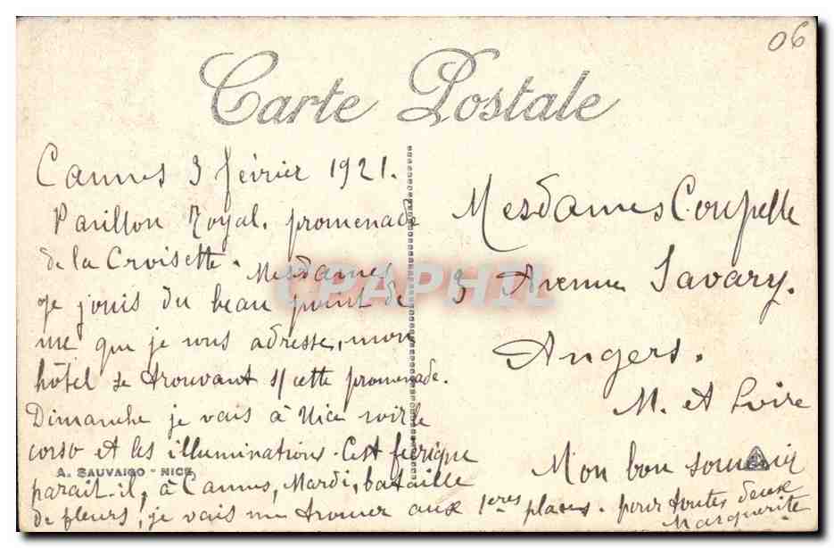 CPA Cannes La Promenade de la Croisette et le Mont Chevalier — Rückseite