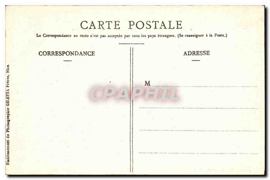 CPA Cannes Rochers de la Napoule — Verso