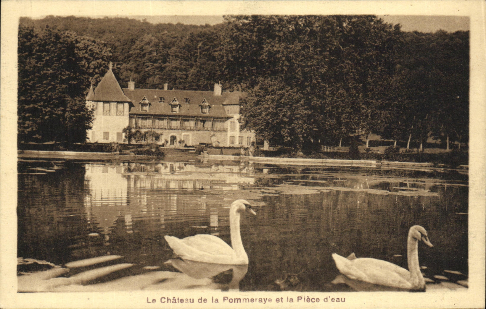 Schloss la Pommeraye und der Wassersee — Berville-sur-Mer (Eure) — unbekannter Verleger