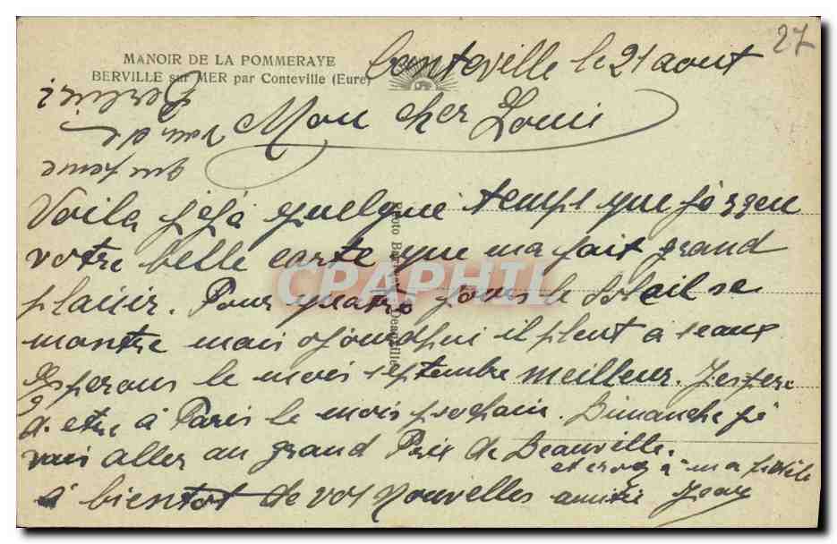 Château de La Pommeraye — vue du manoir et de son étang — éditeur non identifié — Achterkant