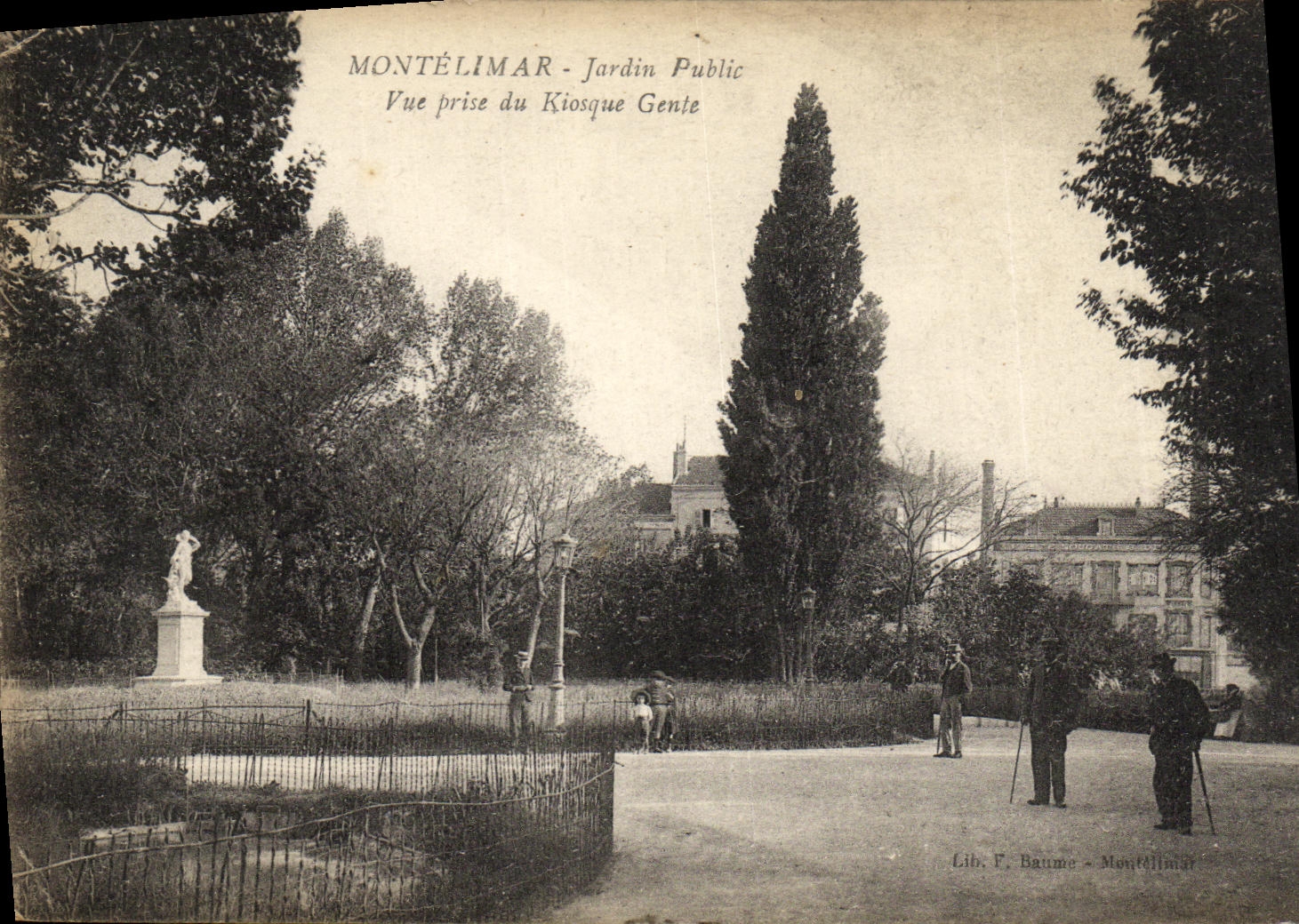 Montélimar - Jardin Public — Vue prise du Kiosque Gente — Lib. F. Baume - Montélimar