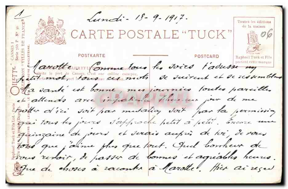 CPA Cannes Le Mont Chevalier et le port Bateaux — Verso