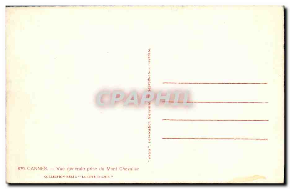 CPA Cannes Vue generale prise du Mont Chevalier Bateaux — Verso