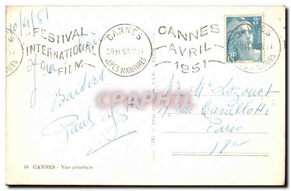 CPA Cannes Vue Generale Bateaux — Verso