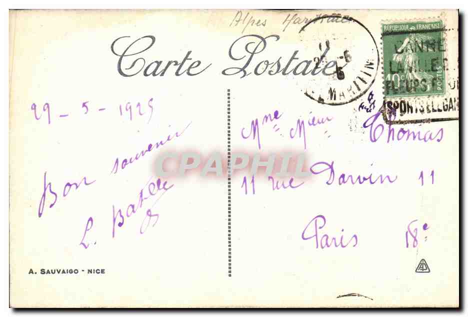 CPA Cannes Vue sur le Mont Chevalier La promenade de la croisette et les bains  — Verso