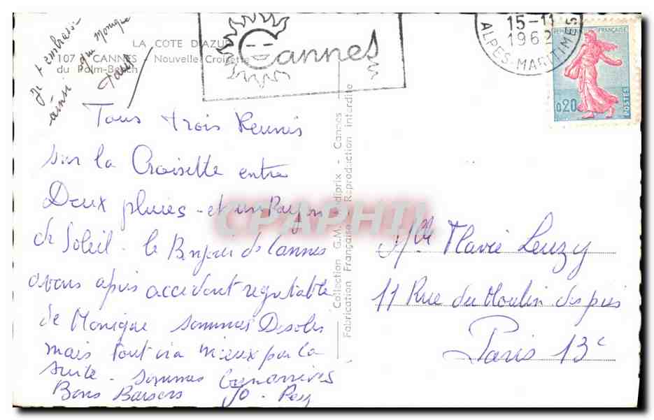 CPM Cannes Nouvelle Croisette du Palm Beach — Rückseite