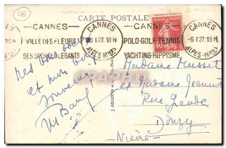 CPA Cannes Vue Prise Entree les Palmiers — Verso
