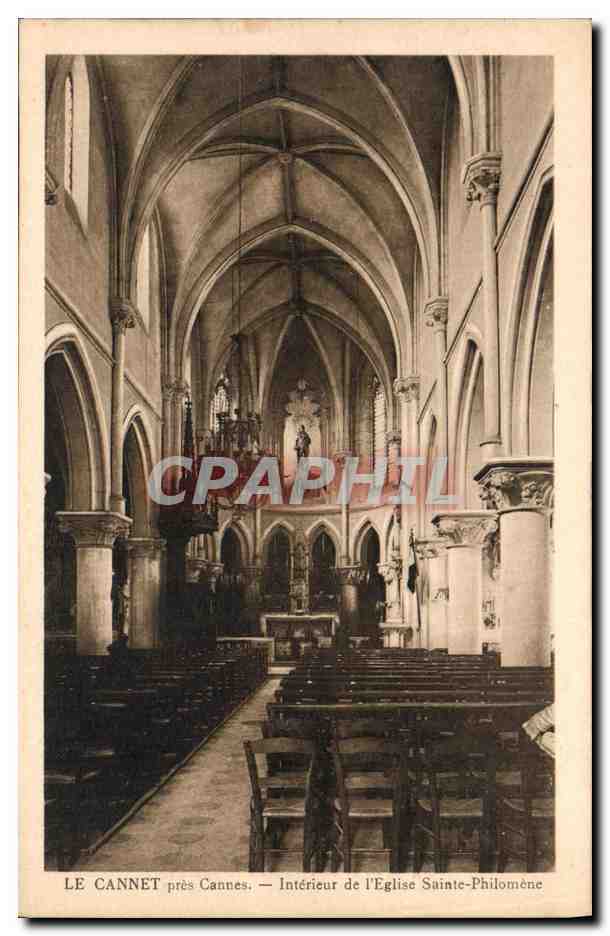 CPA Cannes Pris Casino Interieur de l Eglise Sainte Philomene
