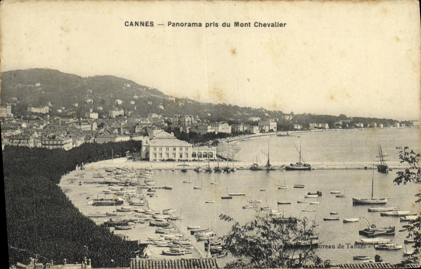 CPA Cannes Panorama Pris du Mont Chevalier Bateaux