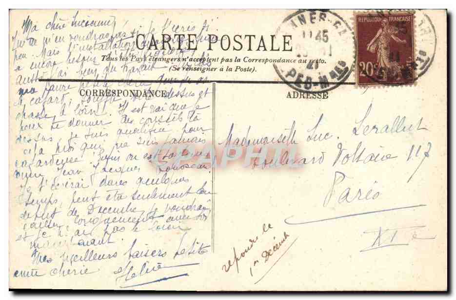 CPA Cannes Les Rochers et l Esterel — Rückseite