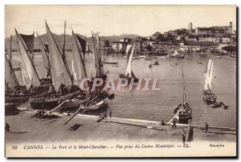 CANNES — Der Hafen und der Mont-Chevalier — Ansicht vom Stadttheater — LL. — Shlecta