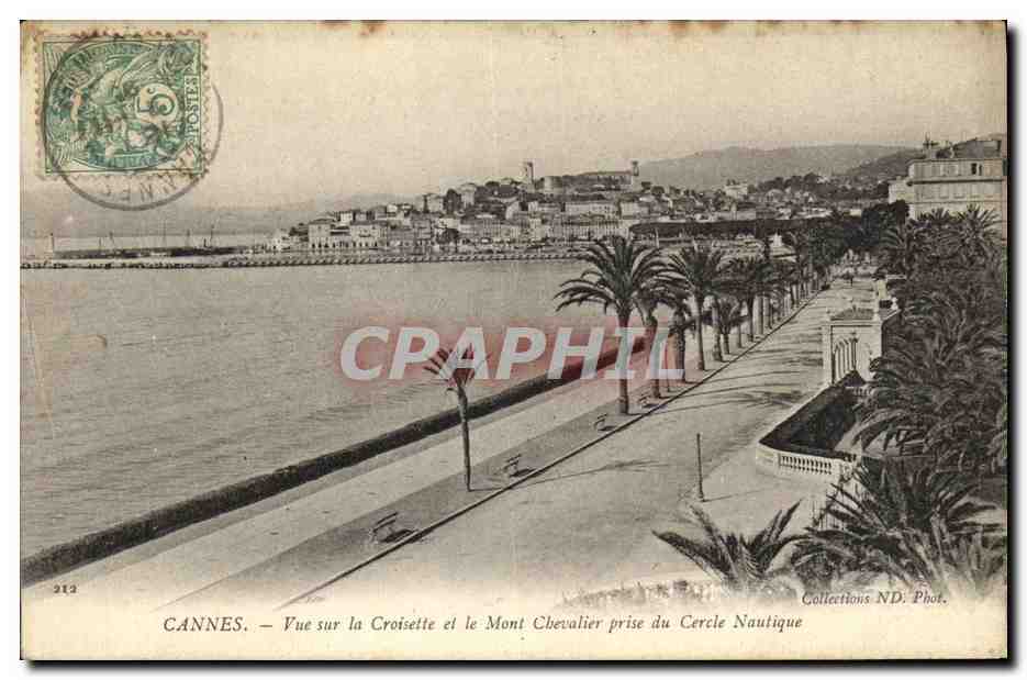 CPA Cannes Vue sur la Croisette et le Mont Chevalier prise du Cercle Nautique