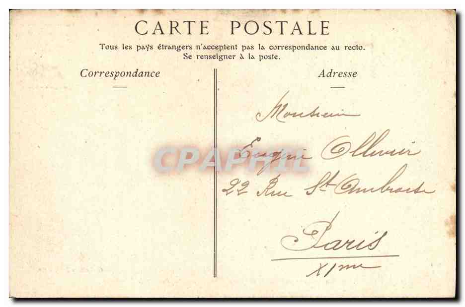 CPA Cannes Vue sur la Croisette et le Mont Chevalier prise du Cercle Nautique — Rückseite
