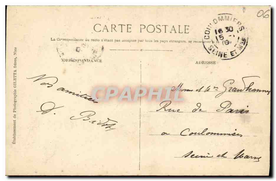 CPA Nice Le Casino et Jardin des Palmiers — Rückseite
