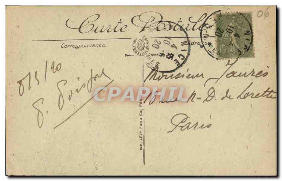CPA Nice Le Palais de la Jetee Vu Entre Les Palmiers — Rückseite