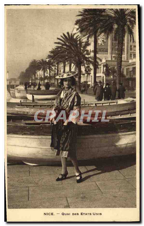 CPA Nice Quai Des Etats Unis Femme Folklore
