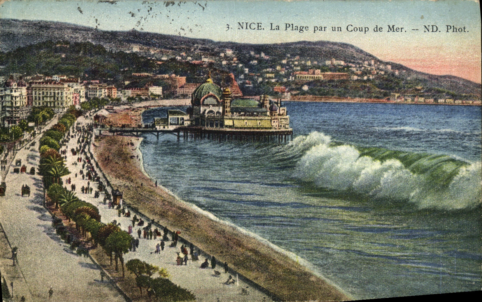 CPA Nice La Plage Par un Coup de Mer