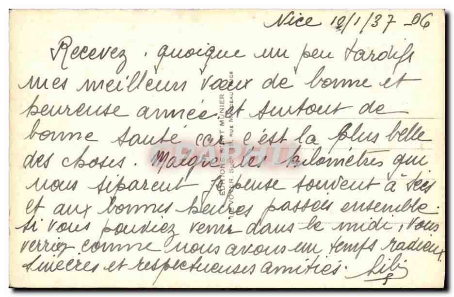 CPA Nice Le chateau et le Mont Boron — Rückseite