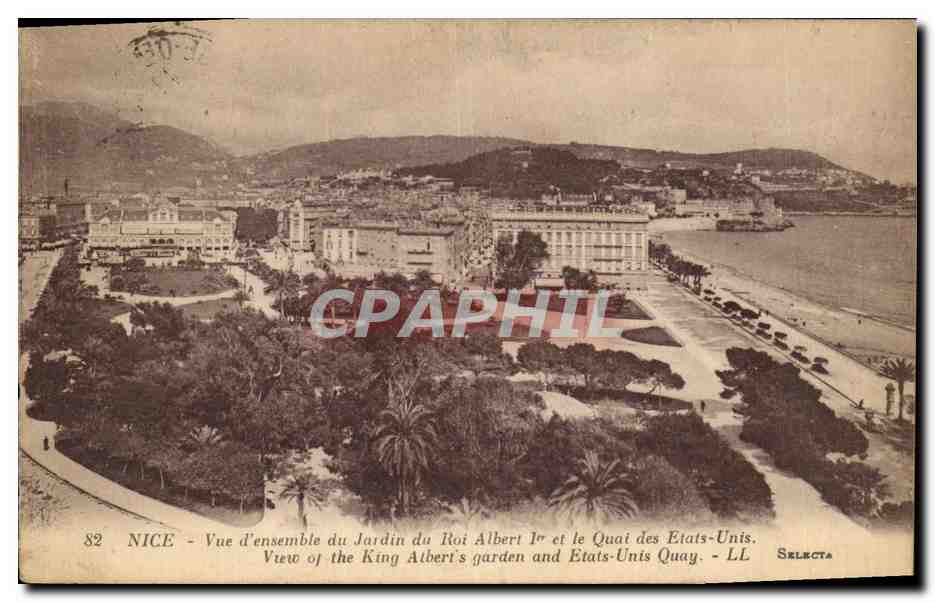 CPA Nice Vue Generale Jardin du Roi Albert 1er et le Quai des Etats Unis