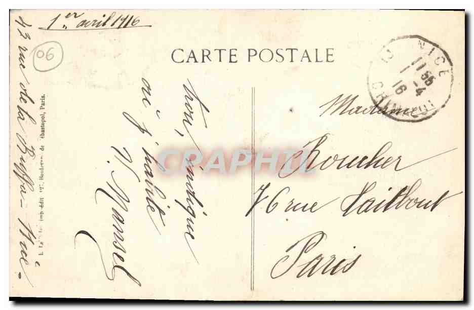 CPA Nice Vue echappee a Travers les Pins du Chateau — Verso