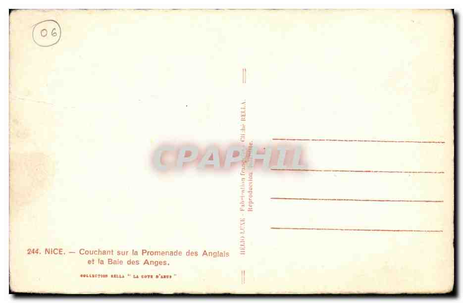 CPA Nice couchant sur la promenade des Anglais et la baie des Anges — Rückseite