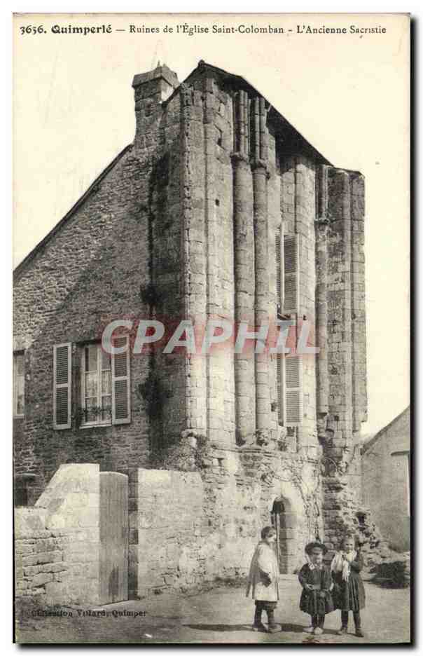CPA Quimperle Ruines de L Eglise Saint Colomban Ancienne sacristie Enfants