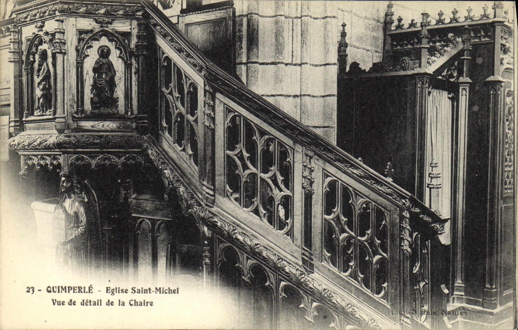 CPA Quimperle Eglise St Michel Vue de Detail de la Chaire