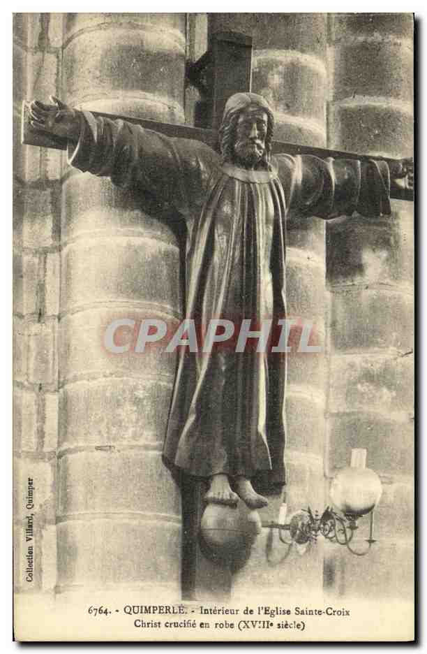 CPA Quimperle Interieur de L Eglise Sainte Croix Christ crucifie en robe 