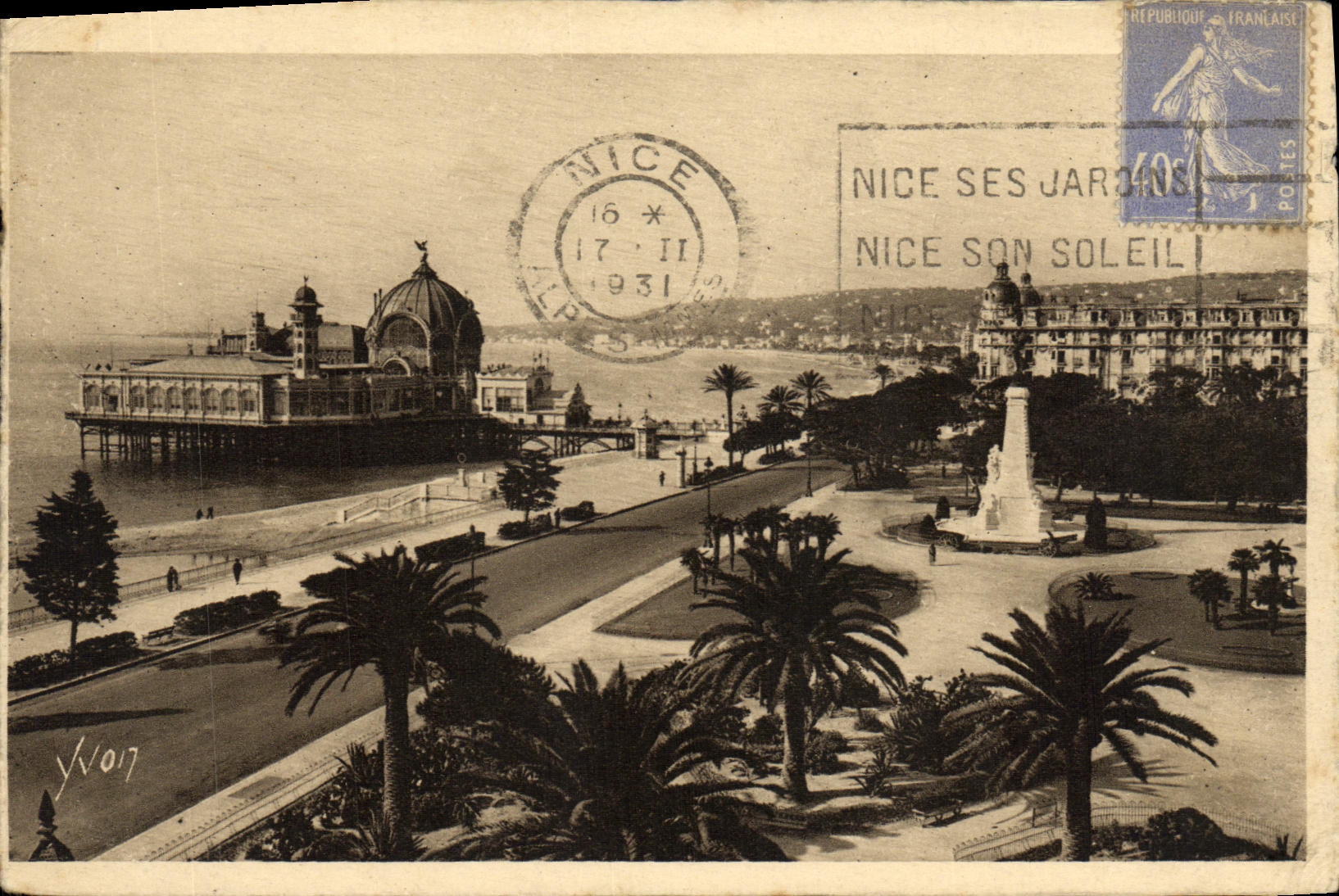 CPA Nice Les Jardins Albert et le Palais de la Jetee