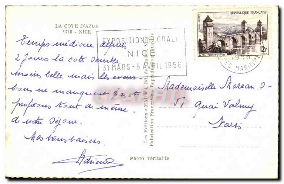 CPA Nice La Cote D Azur — Rückseite