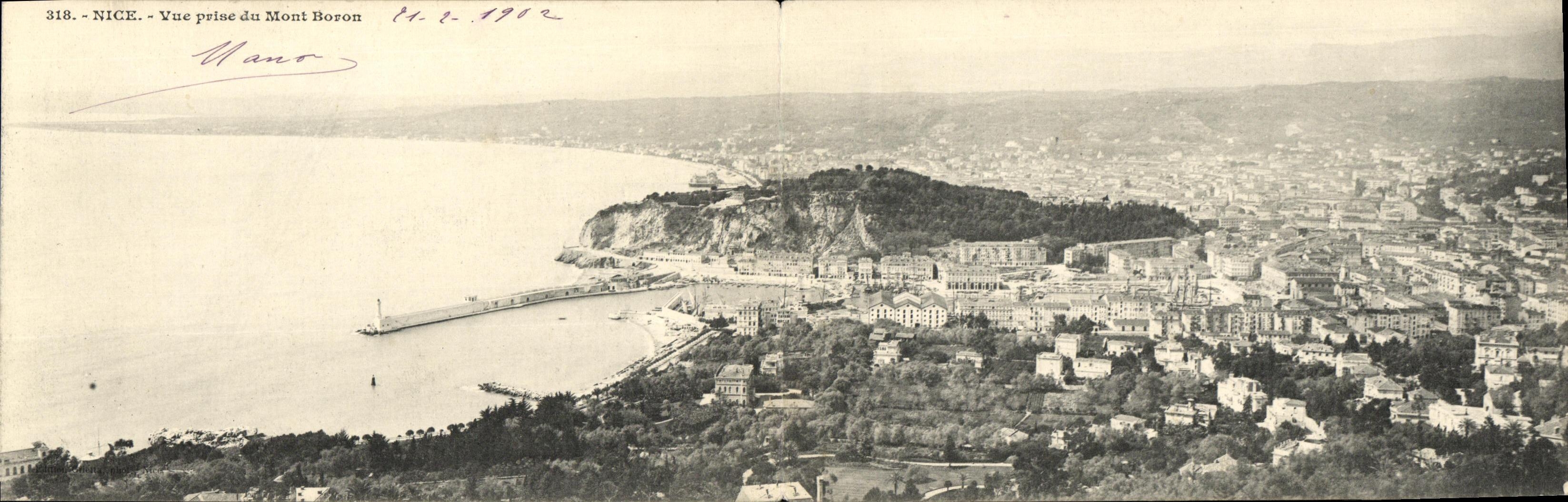 NICE - Vista scattata dal Mont Boron — 318. — Mano — datata 14.1.1912