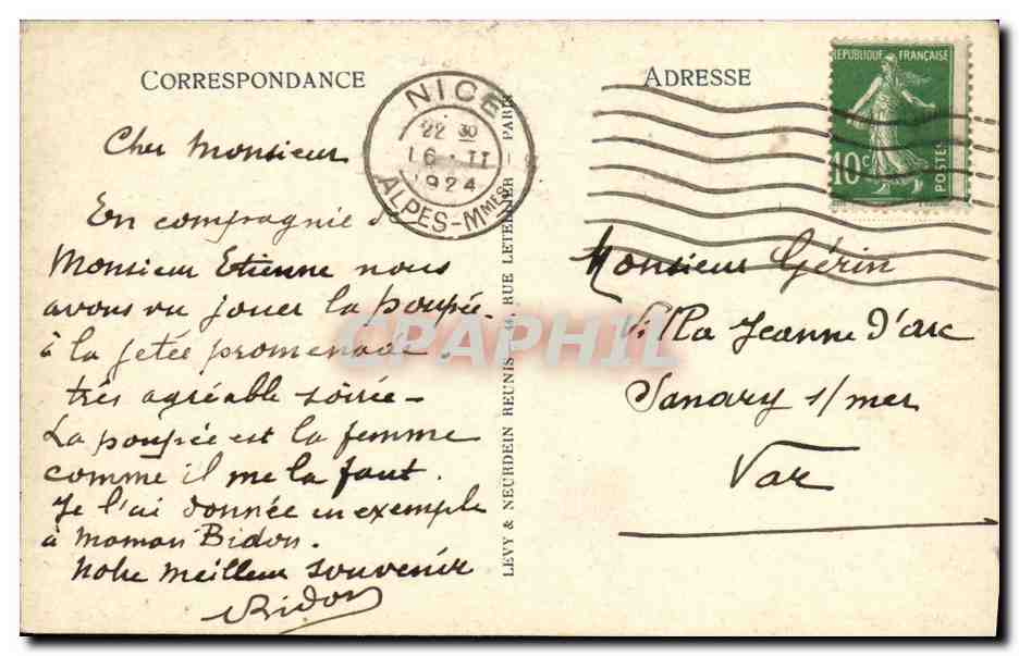 CPA Nice Les Jardins et la Jette Promenade — Rückseite