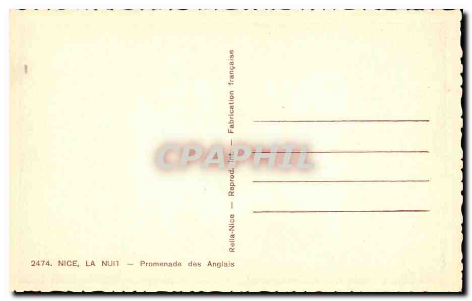 CPA Nice la Nuit Promenade des Anglais — Rückseite