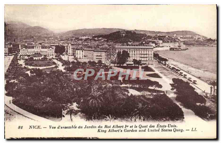 CPA Nice Vue d ensemble du Jardin du Roi Albert 1er et le Quai des Etats Unis