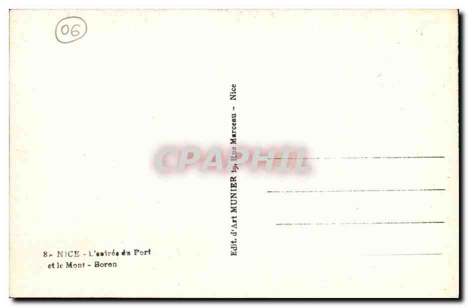 CPM Nice L Entree du Port et le Mont Boron — Verso