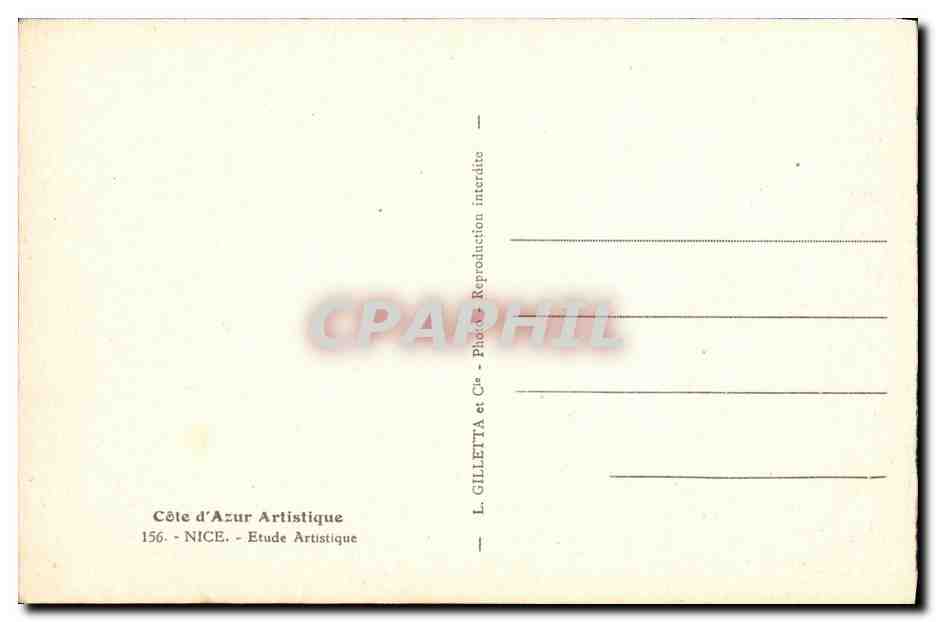 CPA Nice Etude Artistique — Verso