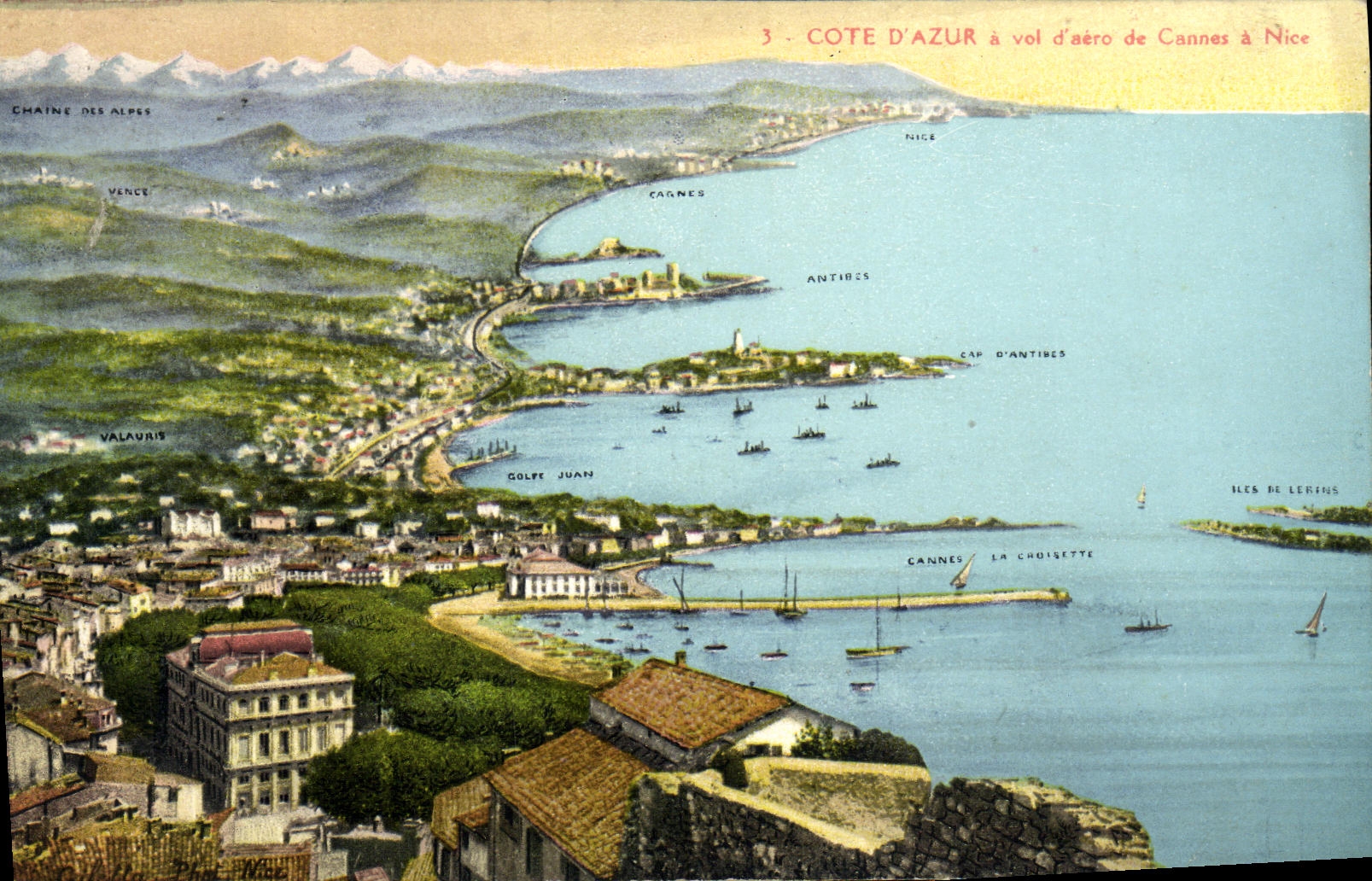 CPA Cote d Azur a vol d aero de Cannes a Nice 