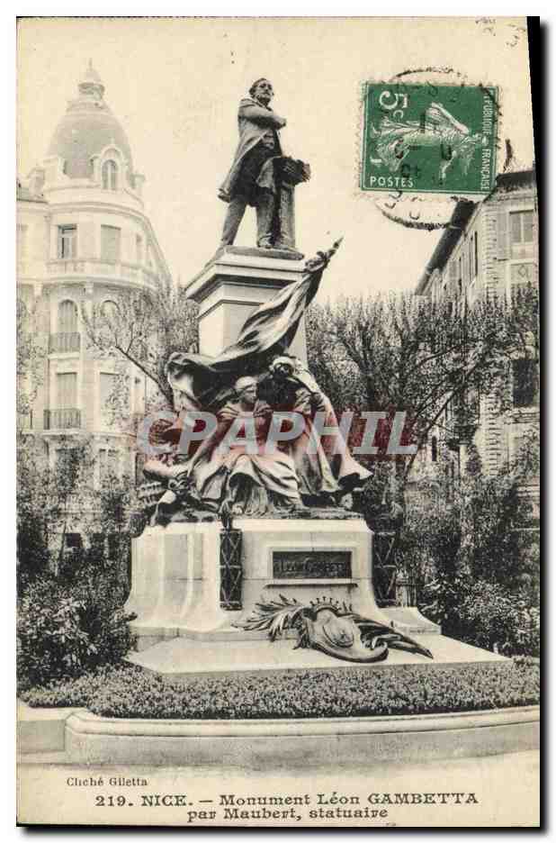 CPA Nice Monument Leon Gambetta Par Maubert statuaire