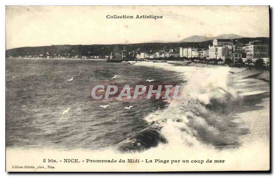 CPA Nice Promenade du Midi La Plage par un coup de mer